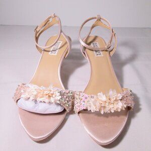 🌸 Badgley Mischka Embellished Satin Ankle-Strap Heels 🌸